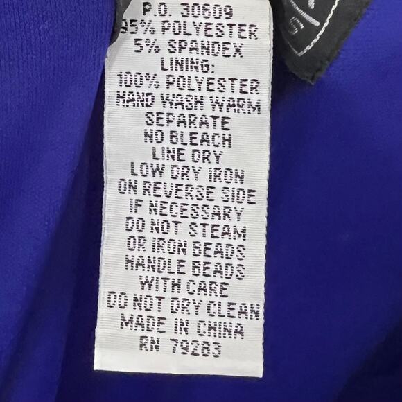 Alex Evenings Plus Size 14 Cobalt Blue Cold Shoulder Embellished Ruched Gown NWT - Picture 14 of 14